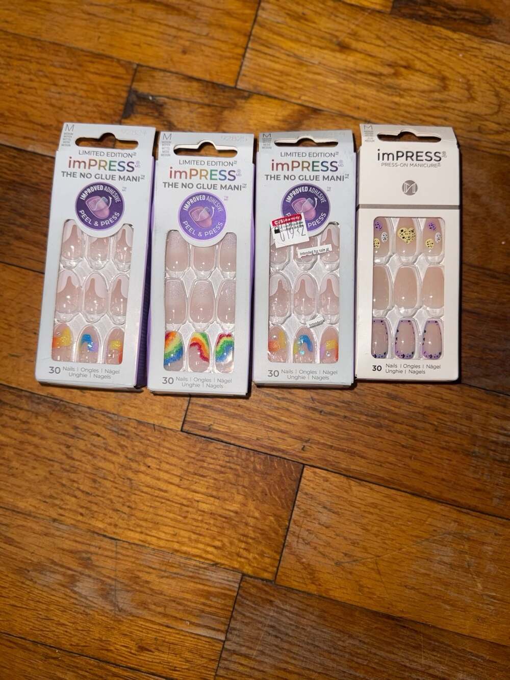 Lot of 4 imPRESS Press-On Manicure No Glue Mani Nails Limited Edition Medium